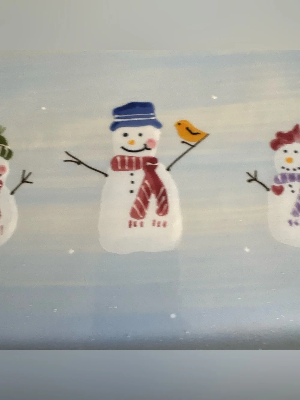 Hartstone Pottery for Crate and Barrel Snow People Platter Snowman Rectangular